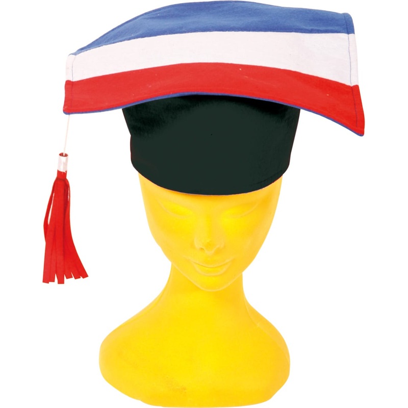 Mortar board in red white blue