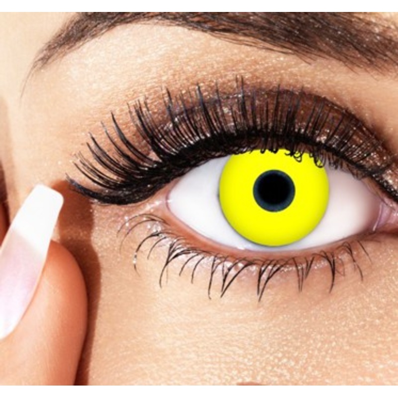 Neon yellow annual contact lenses