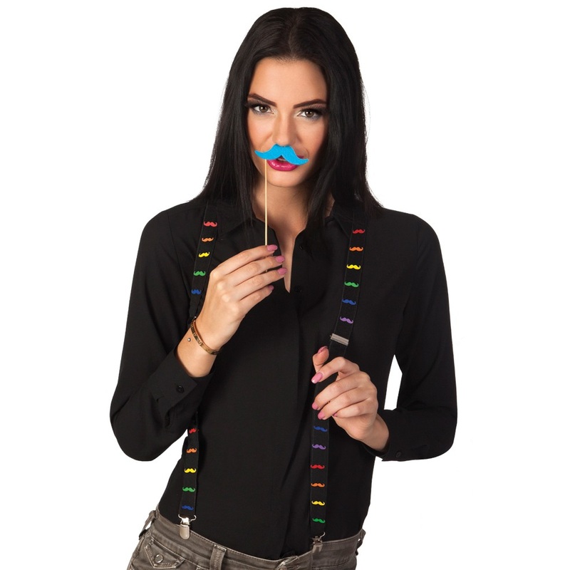 Rainbow mustaches suspenders