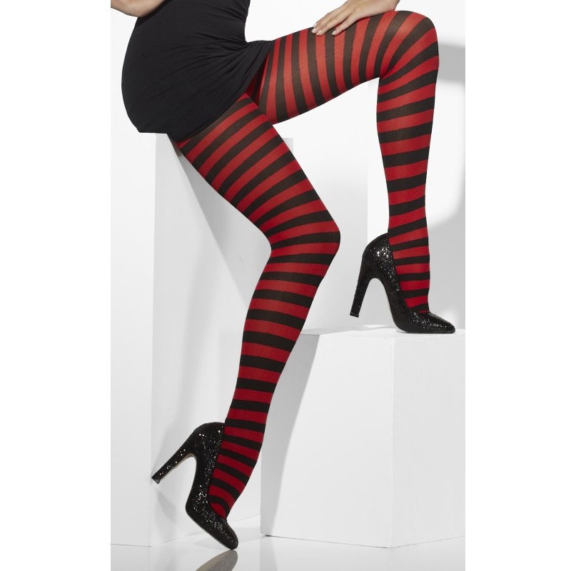 Red-black striped tights