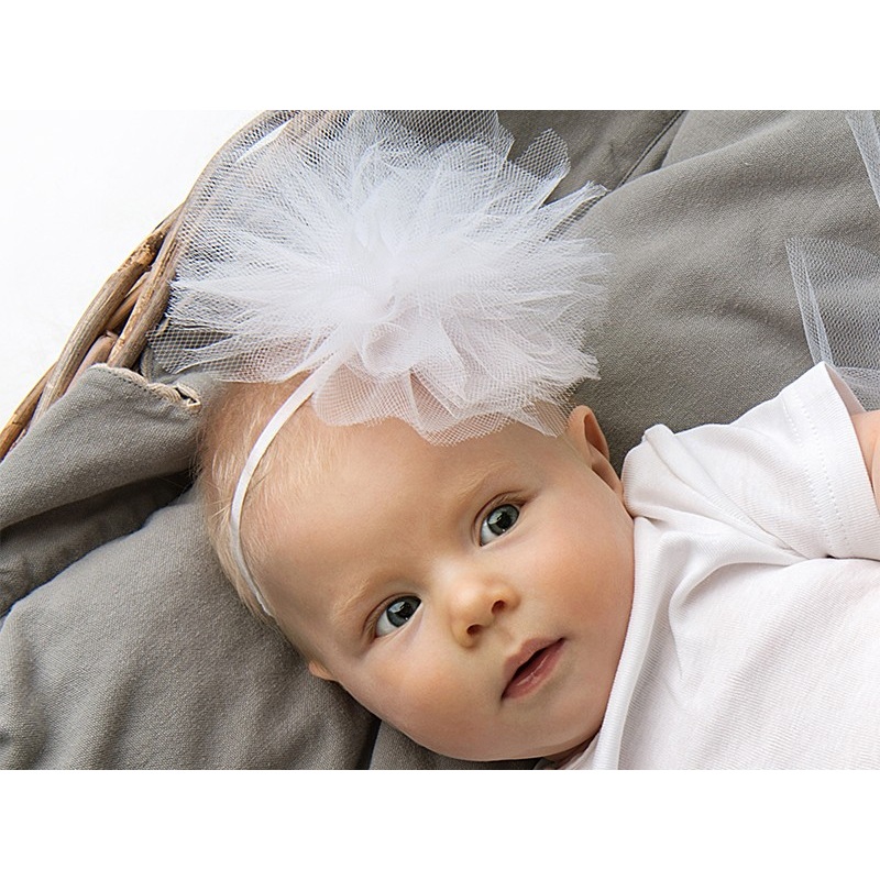 Sweet daisy hairband made of white tulle