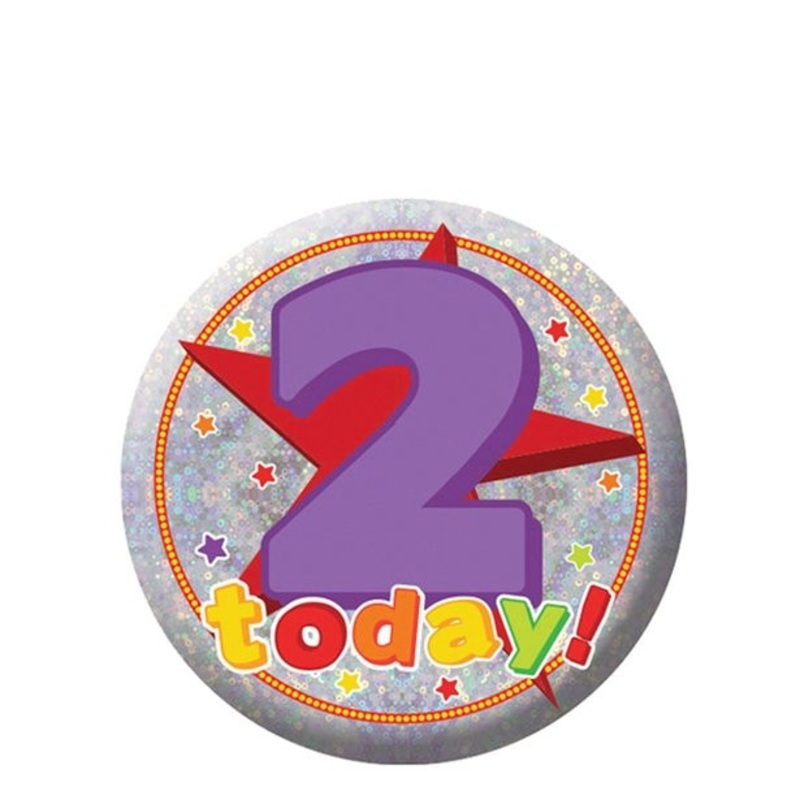 2 Today birthday button holographic 5.5cm