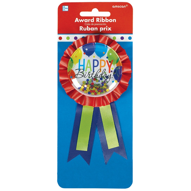 Birthday balloon party button 7.9 x 14.6cm