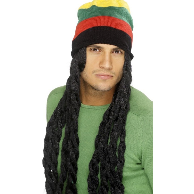 Casual hat in Jamaica colors with dreadlocks