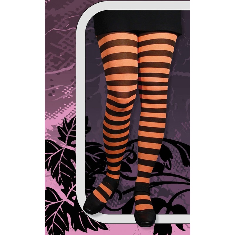 Curled tights black-orange