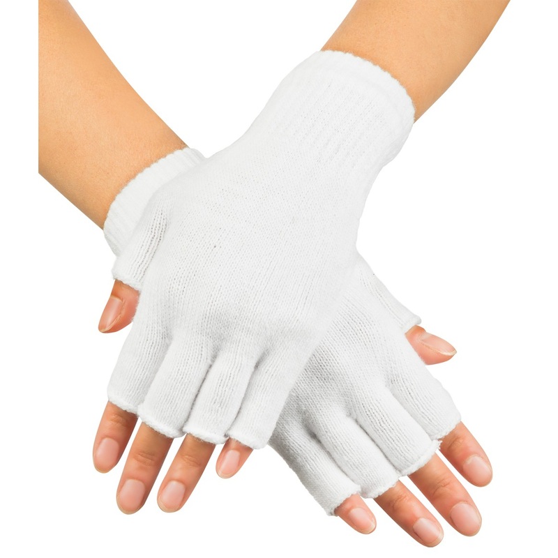 Fingerless gloves in white