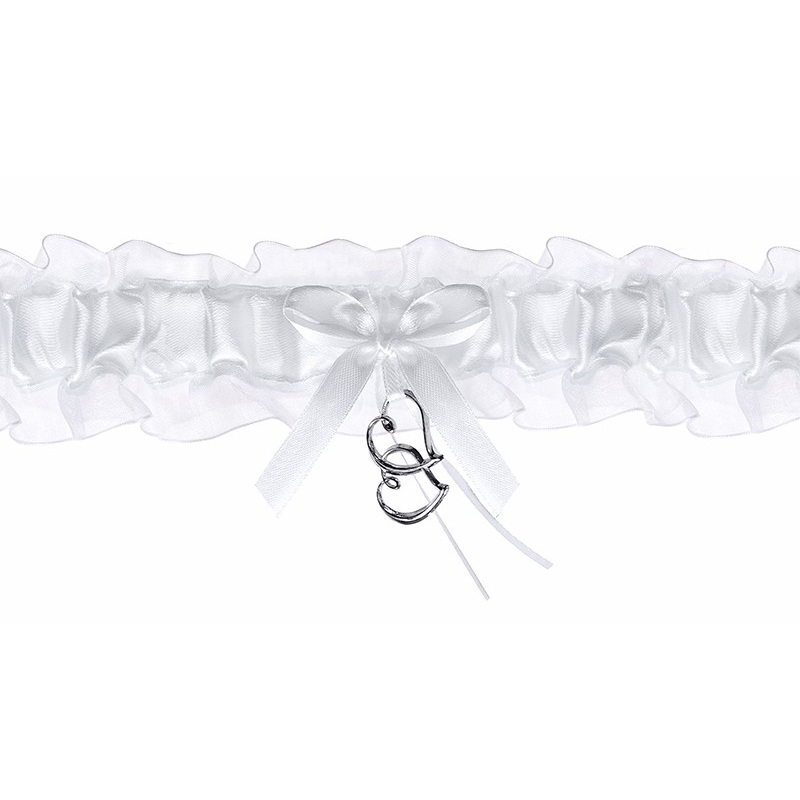 Garter with 2 hearts white