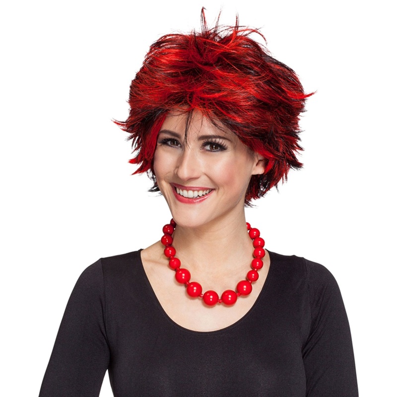 Groovy red-black wig for women