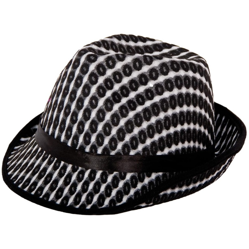 Hat with psychedelic pattern in black