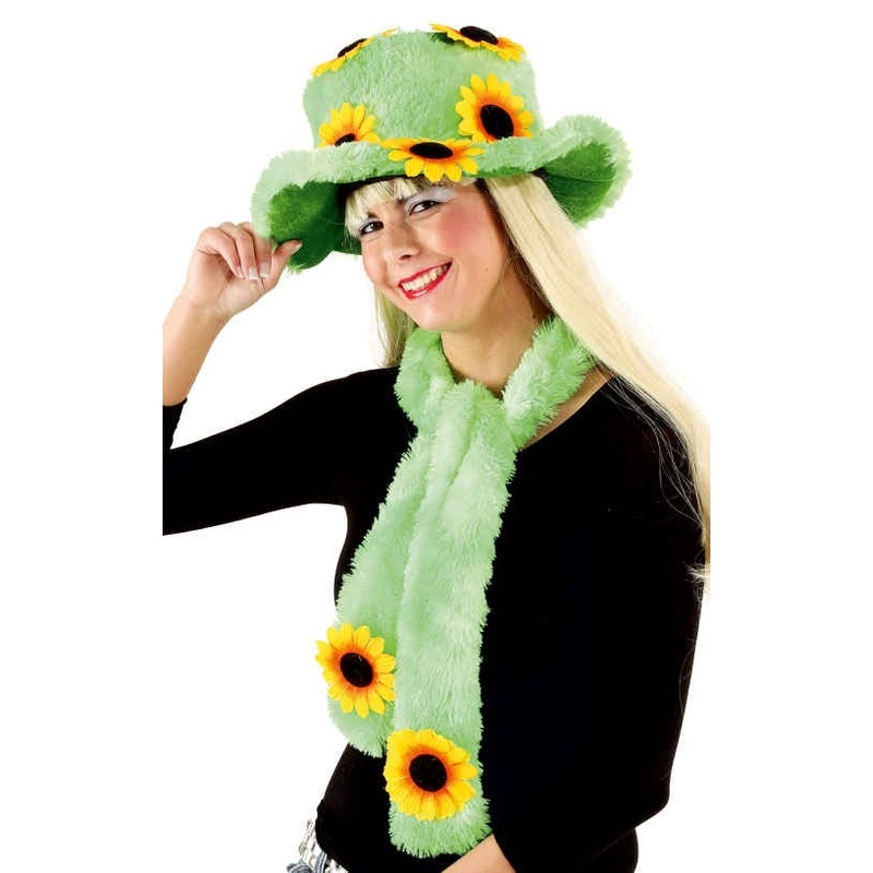 Hippie flower power hat with scarf
