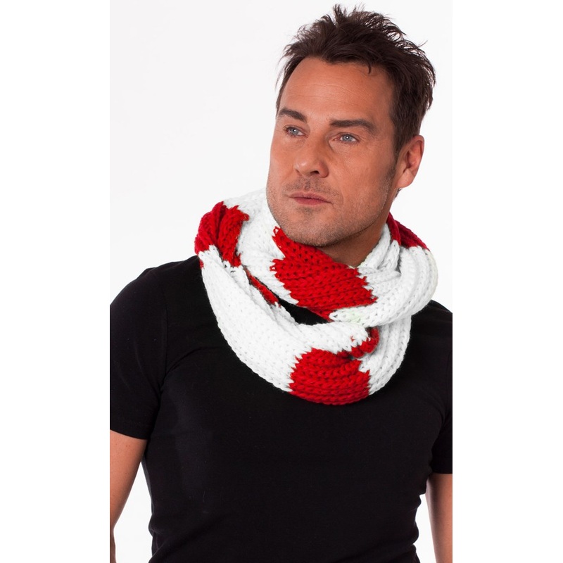 Knit scarf Cologne red and white striped