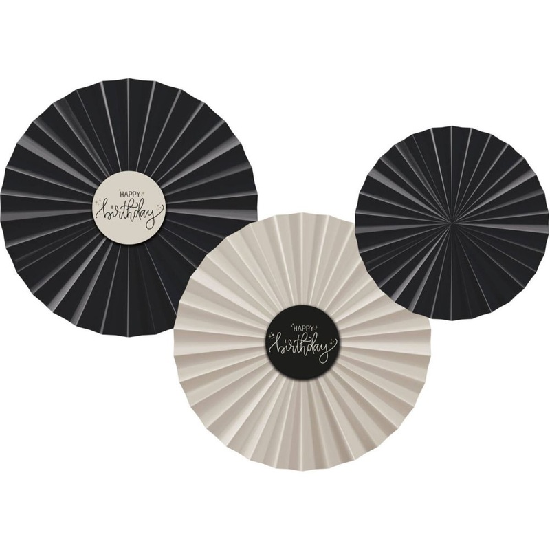 Paper fan set Crme Noir 3pcs 35cm