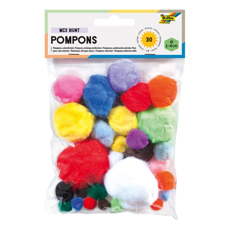 Pompons Mix bunt 1-5cm 30 Stck