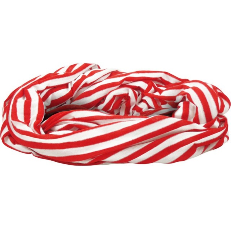 Red and white stripy stripe round scarf