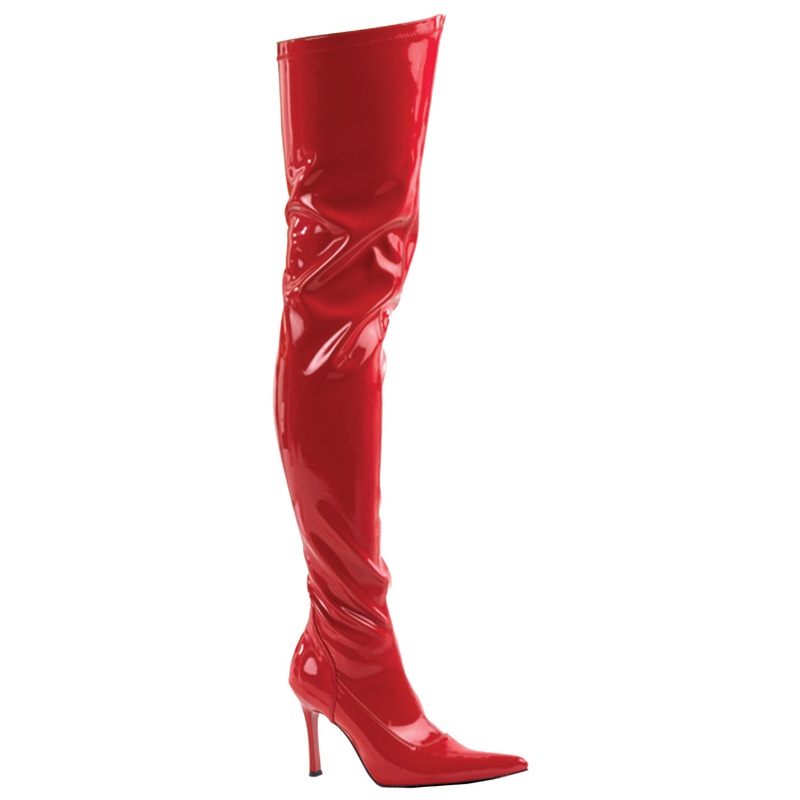 Red patent leather overknees