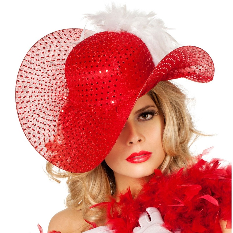 Red sequin floppy hat