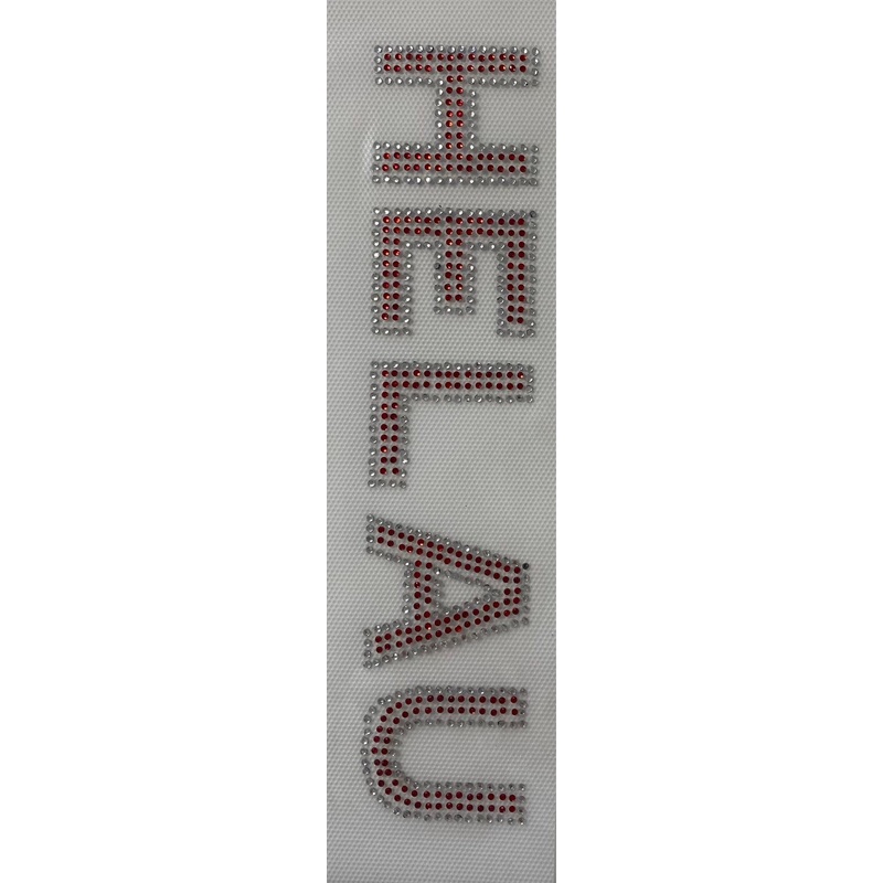 Rhinestone iron-on image Helau in red