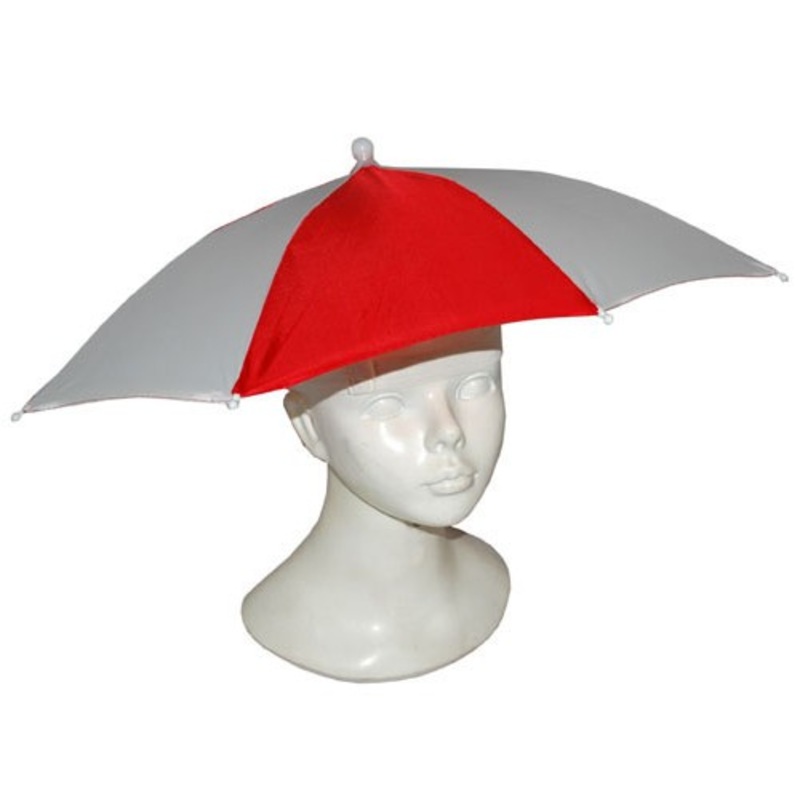 Umbrella hat red and white