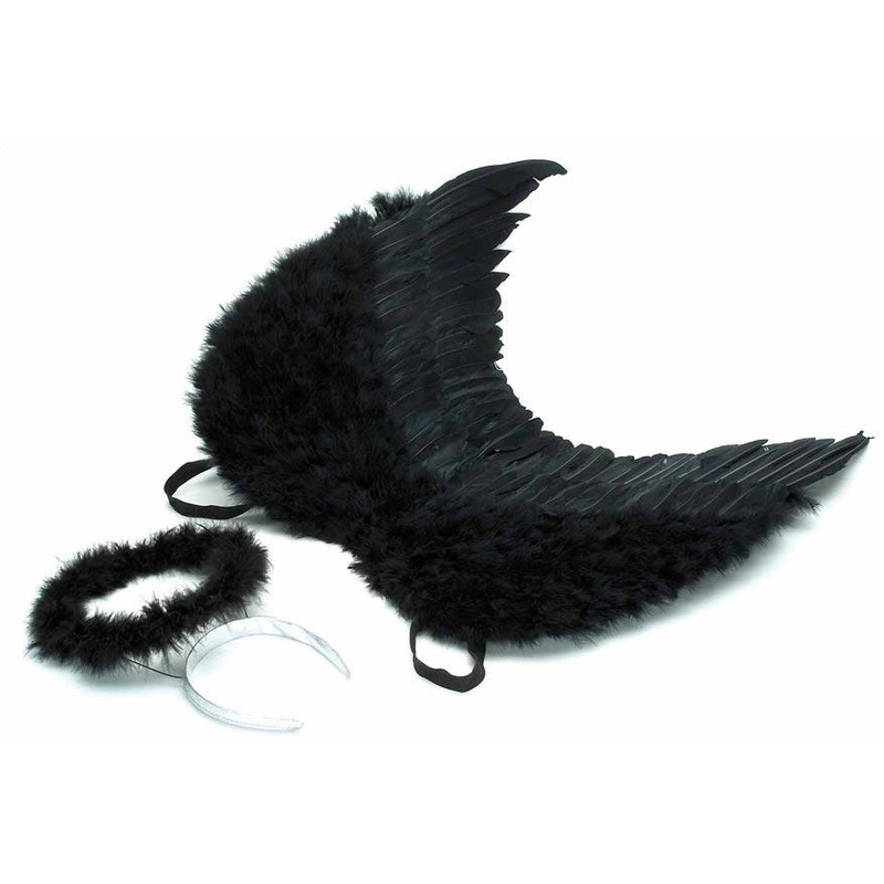 Angel wings & halo black