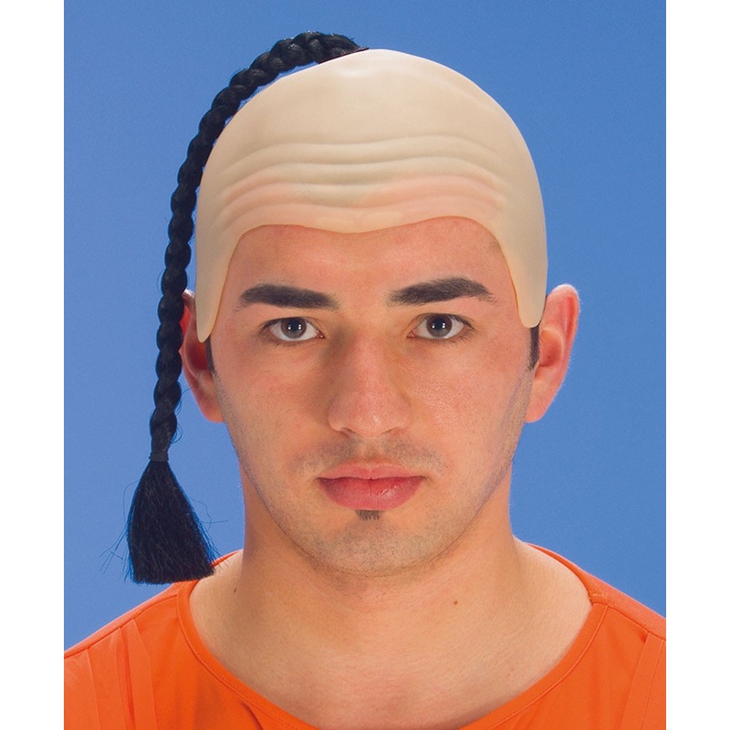 Bald head with plait wig
