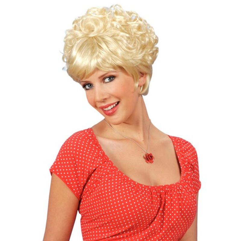 Blonde short hair curly ladies wig