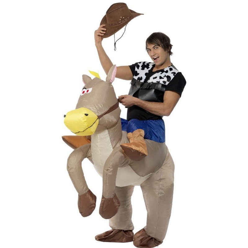 Inflatable cowboy rider costume
