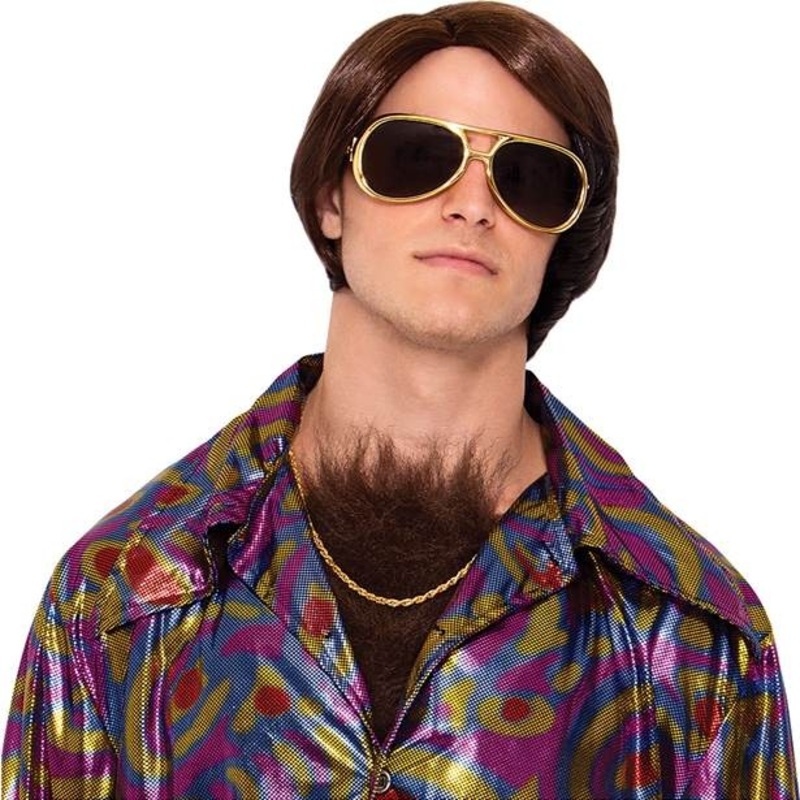 Self-adhesive brown chest hair toupee