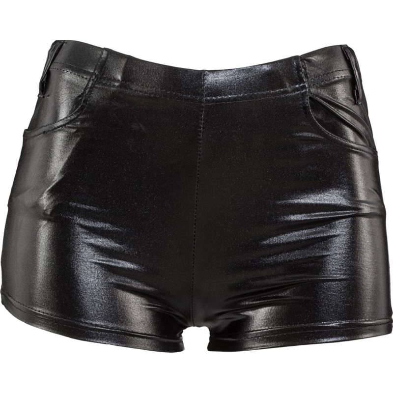 Sexy leather look hot pants black S-M