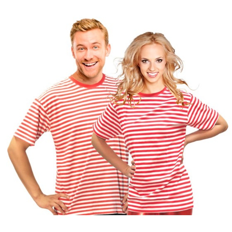 Striped shirt short-sleeved red-white S