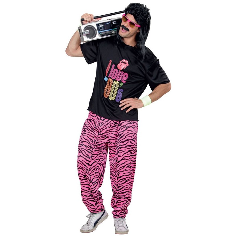 80s zebra pants pink black M-L