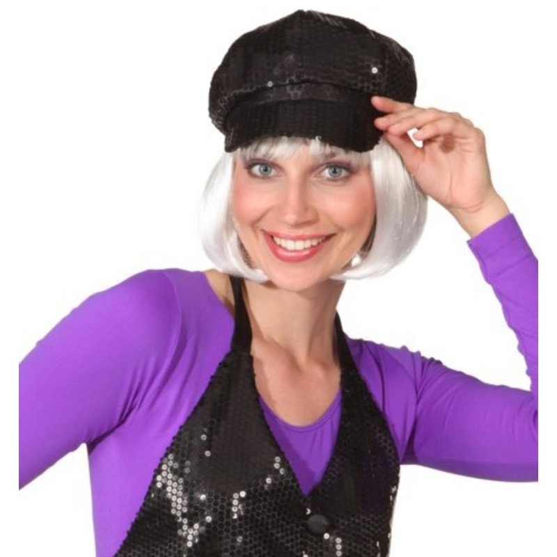 Discofever sequin hat in black