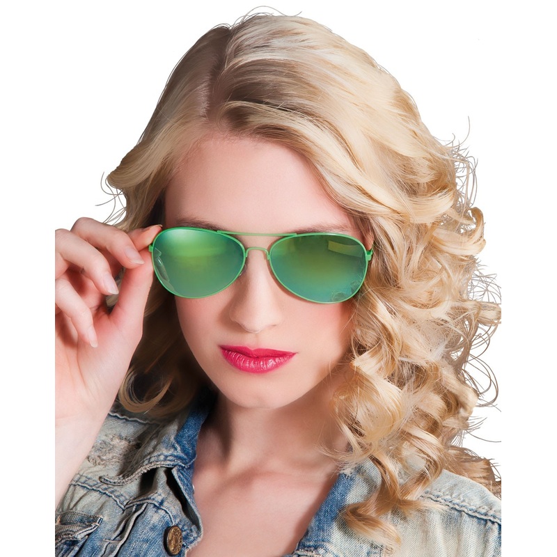 Mirrored green aviator sunglasses