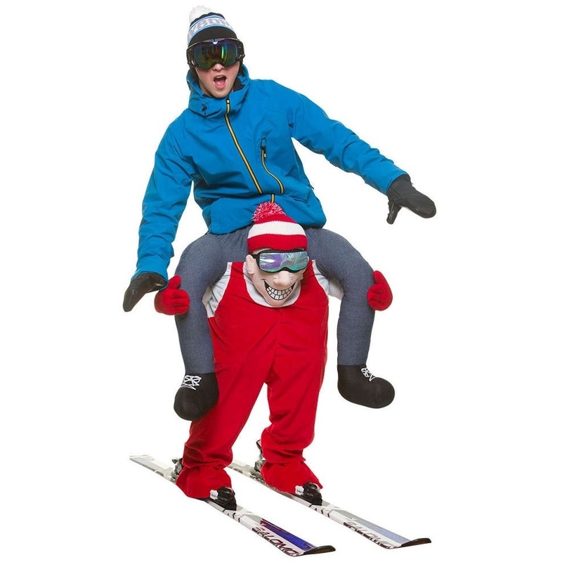 Piggyback on skier costume