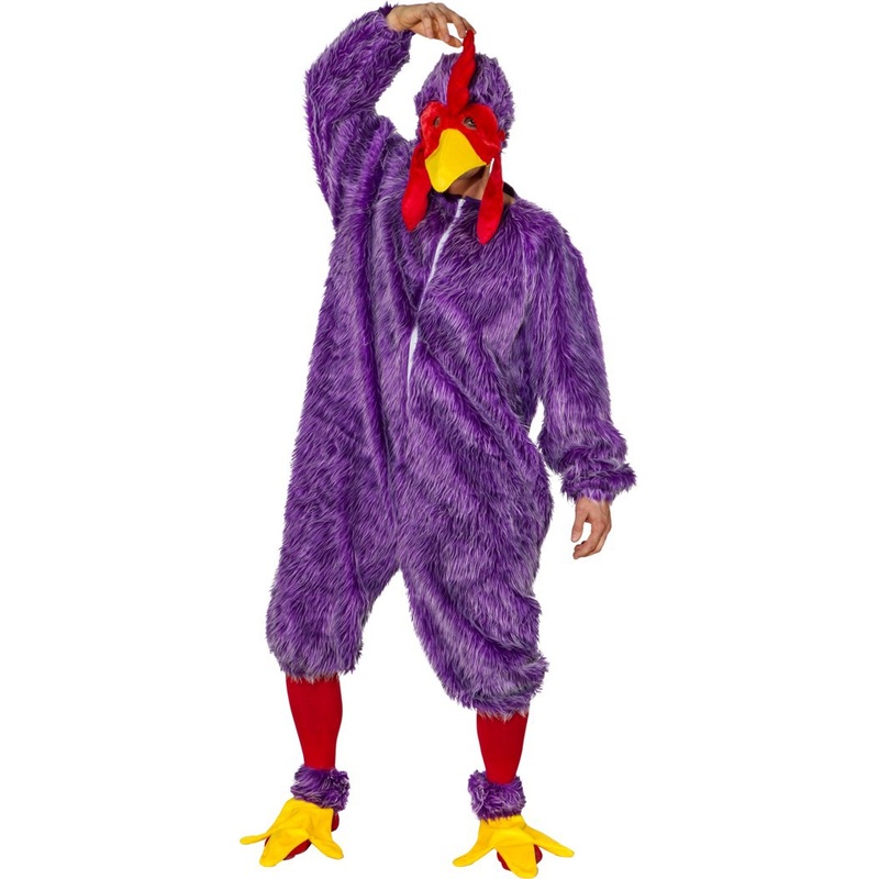 Purple crazy chicken costume for men