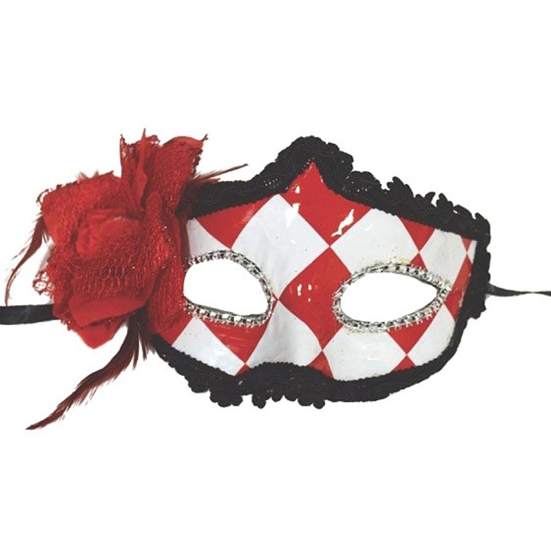 Red and white Colonia Carnival eye mask