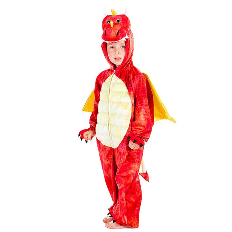 Red fairy tale dragon child costume