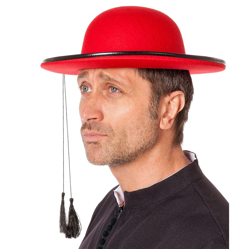 Red pastors cap with tassels