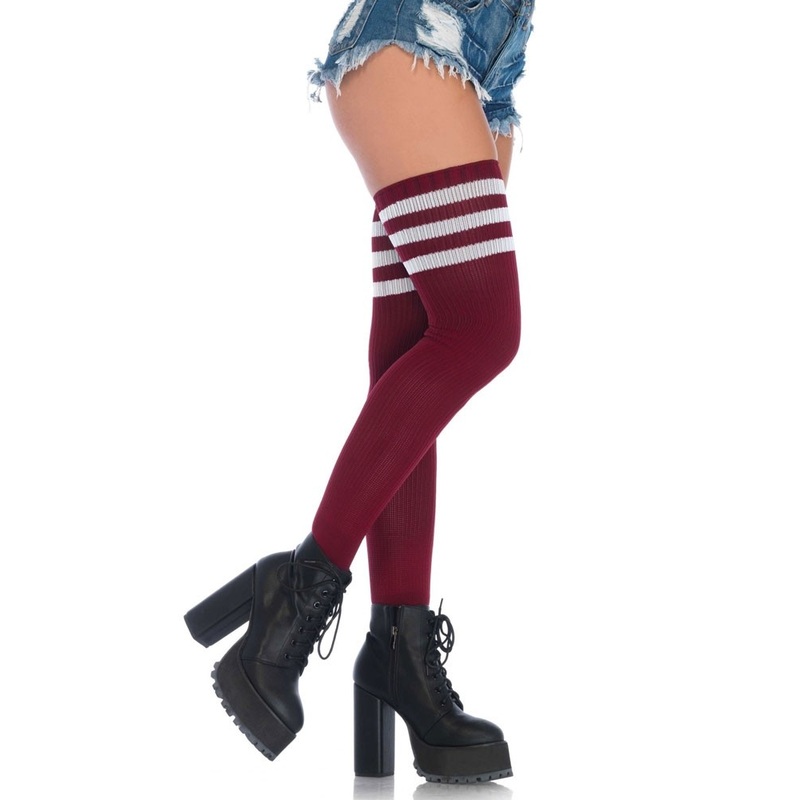 Sporty overknee stockings red and white