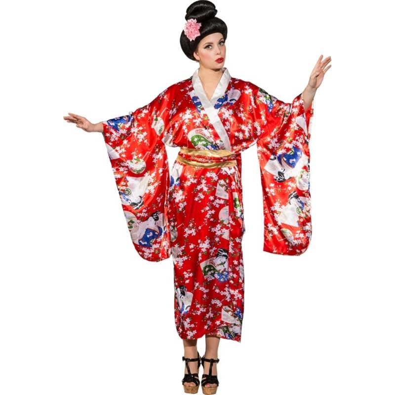 Asia kimono geisha costume red