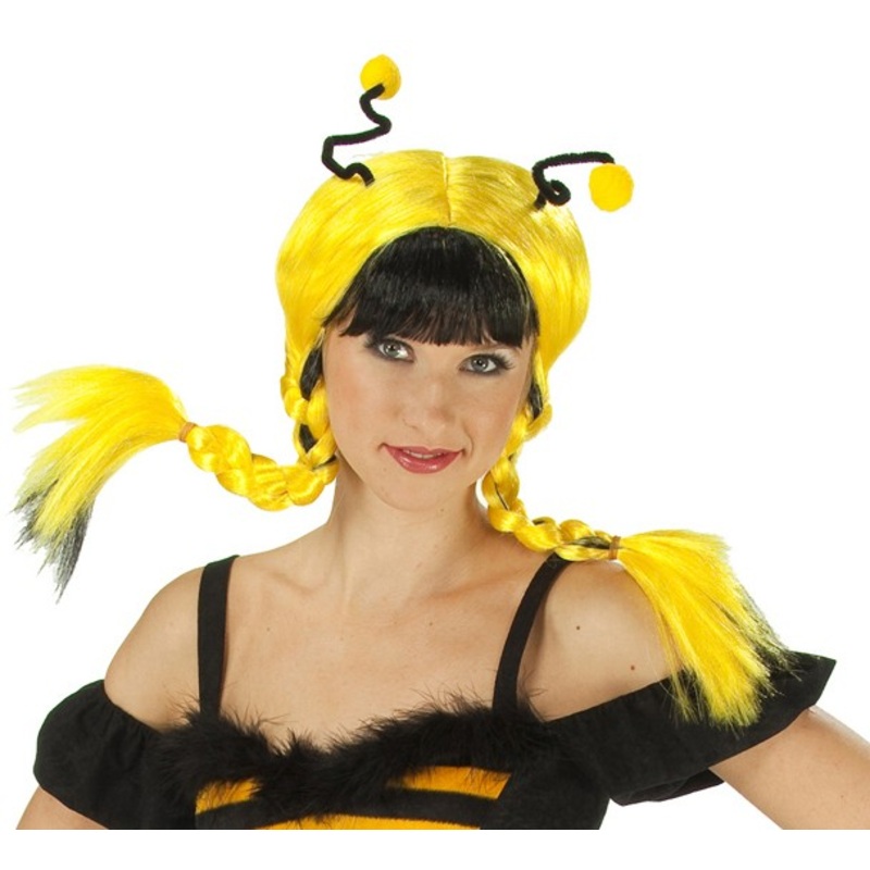 Bees wig yellow with pigtails