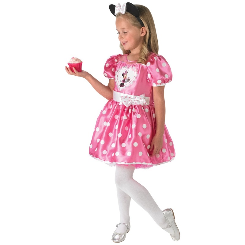 Dotted Minnie Mouse kids costume in pink S