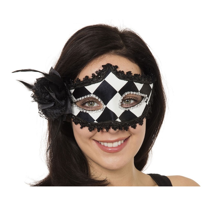 Harlequin Black Rose Mask