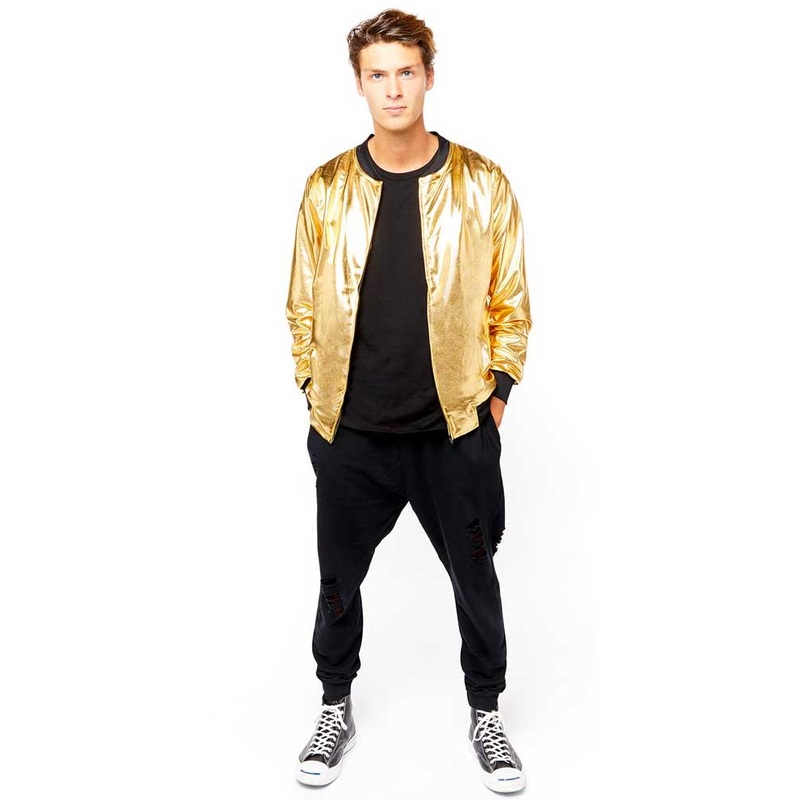 Hip Hop rapper jacket gold unisex