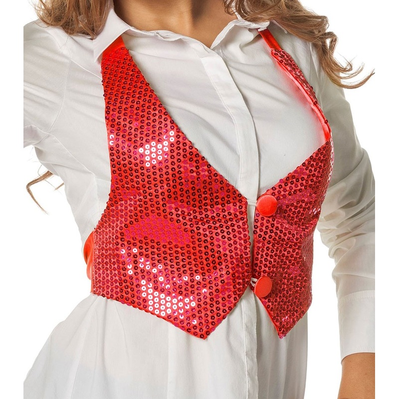 Mini women's sequin vest red