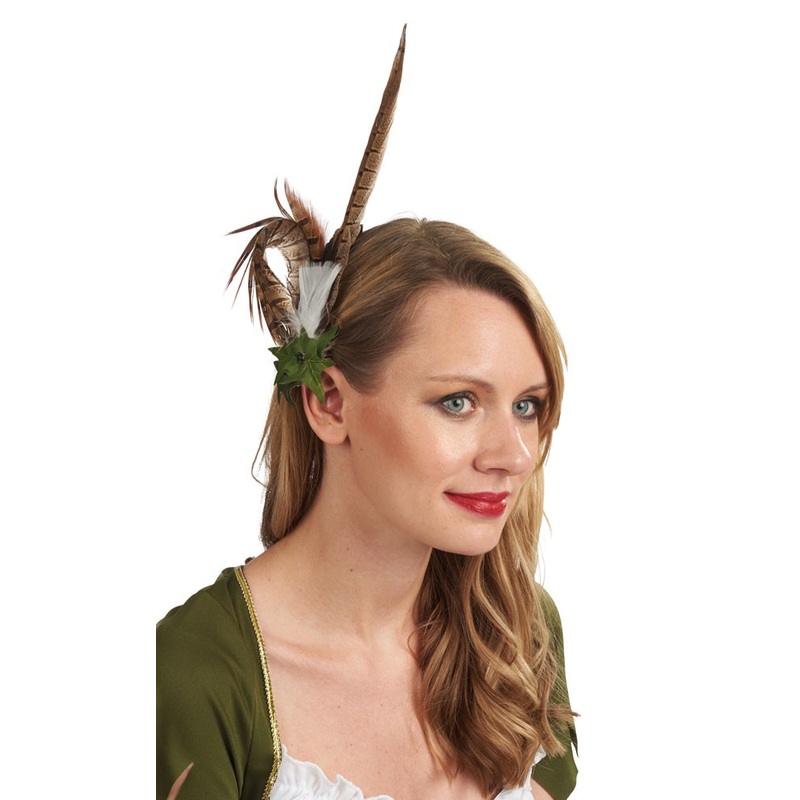 Natural feather headdress with hair clip