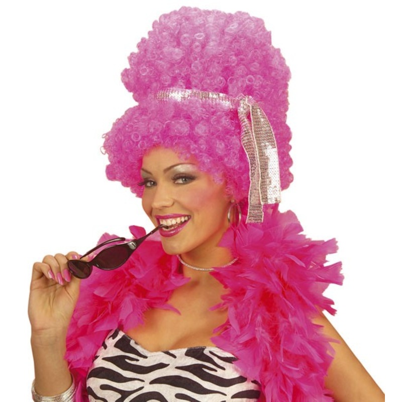 Pinky Party Afro Wig With Headband And Glasses