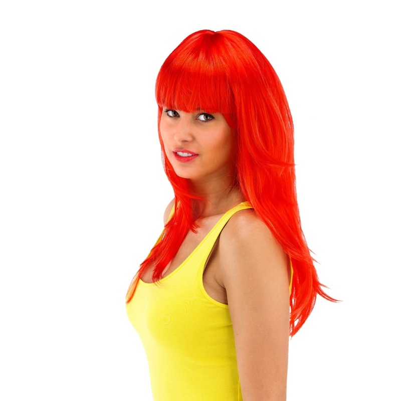 Red long hair wig Lola with bangs
