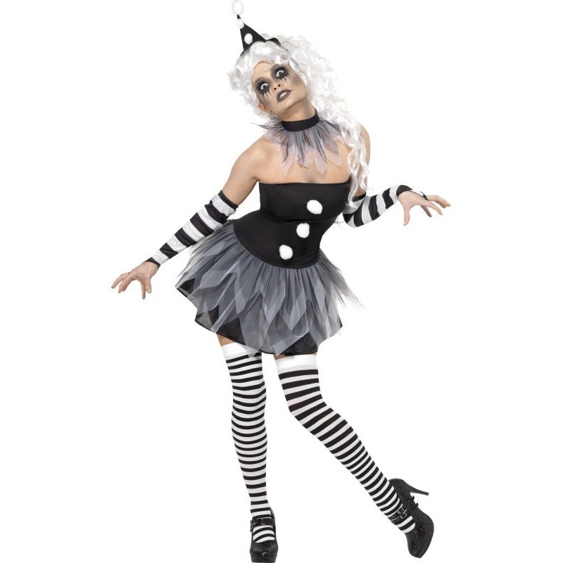 Circus clown Pirrot ladies costume horror Halloween S