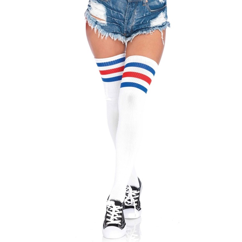 College stockings overknee white-blue-red