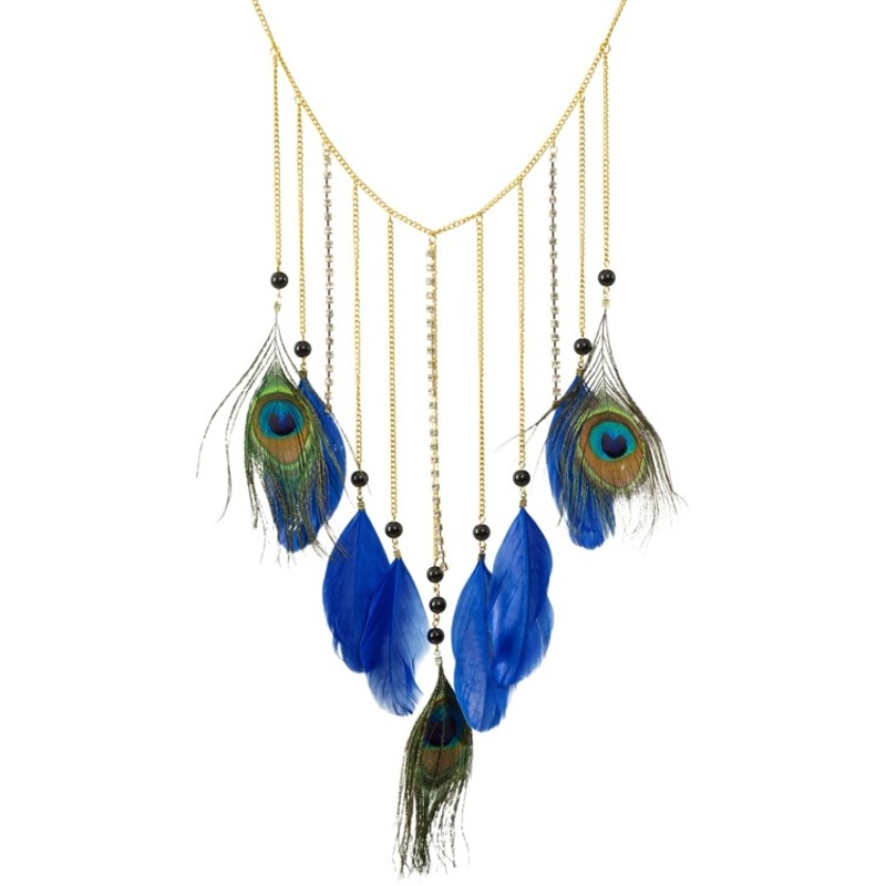 Fascinating peacock feather necklace